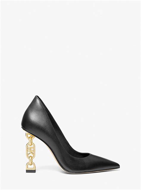 michael michael kors tenley empire logo embellished leather pump|Tenley Empire Logo Embellished Leather Pump .